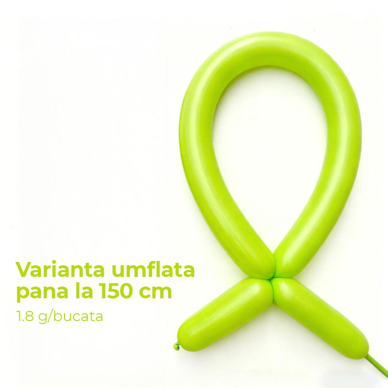 Baloane de Modelaj, Set 50 Bucati, Flexibile pentru Figuri si Animale, Latex Natural Premium, 30 cm, Extensibile 150 cm, Verde Deschis