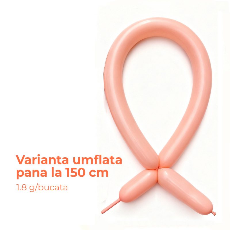 Baloane de Modelaj pentru Figuri Artistice, Latex Elastic, Extensibile pana la 150 cm, 1.8 g, Portocaliu, Set 50 Bucati