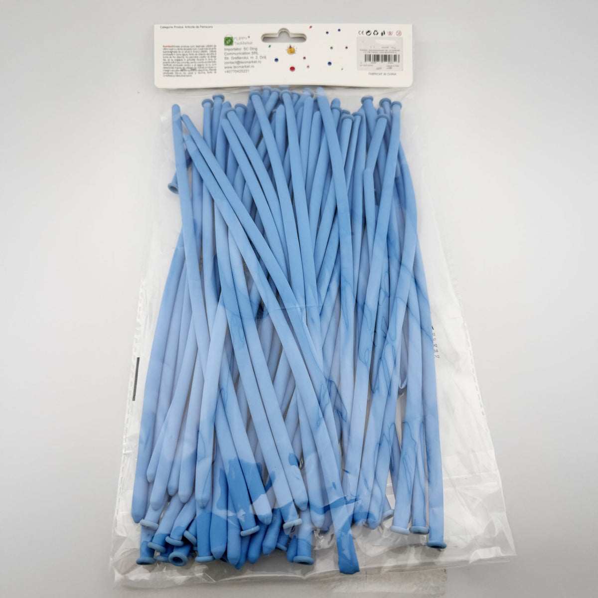 Baloane de Modelaj pentru Animatori si Petreceri, Latex Flexibil cu Extindere pana la 150 cm, Set 50 Bucati, Albastru Deschis