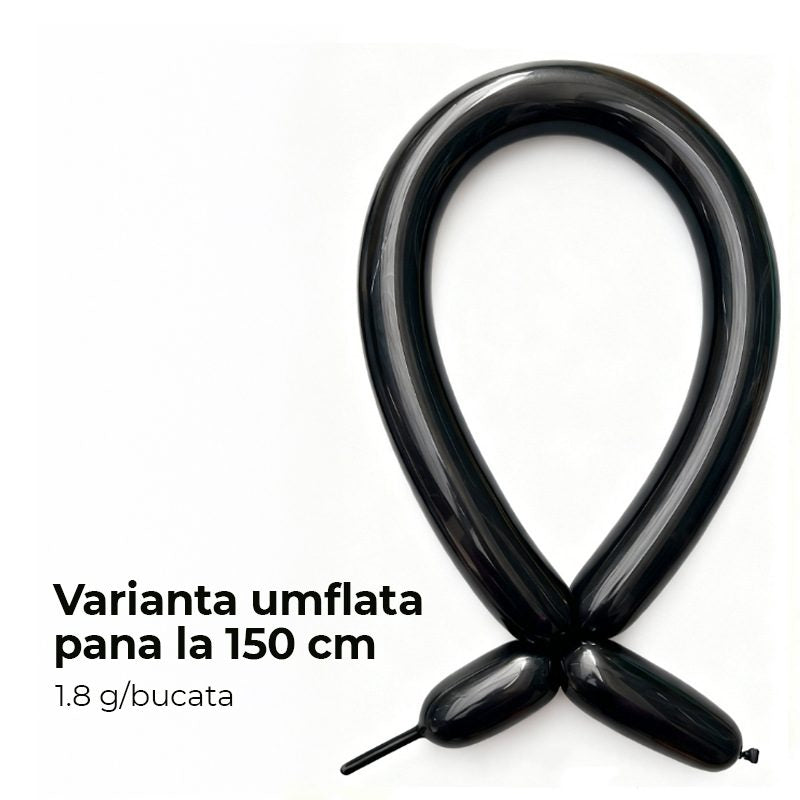 Baloane Modelaj Profesionale, Set 50 Bucati, Latex Flexibil pentru Modelat si Rasucit, Lungime 30 cm, Extensibile pana la 150 cm, Negru