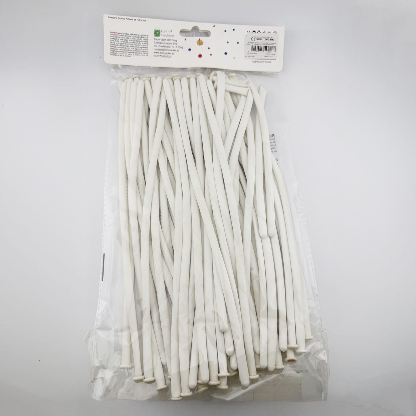 Baloane de Modelaj, Set 50 Bucati, Latex Premium Flexibil pentru Figurine, Extensibile pana la 150 cm, 1.8 g, Alb