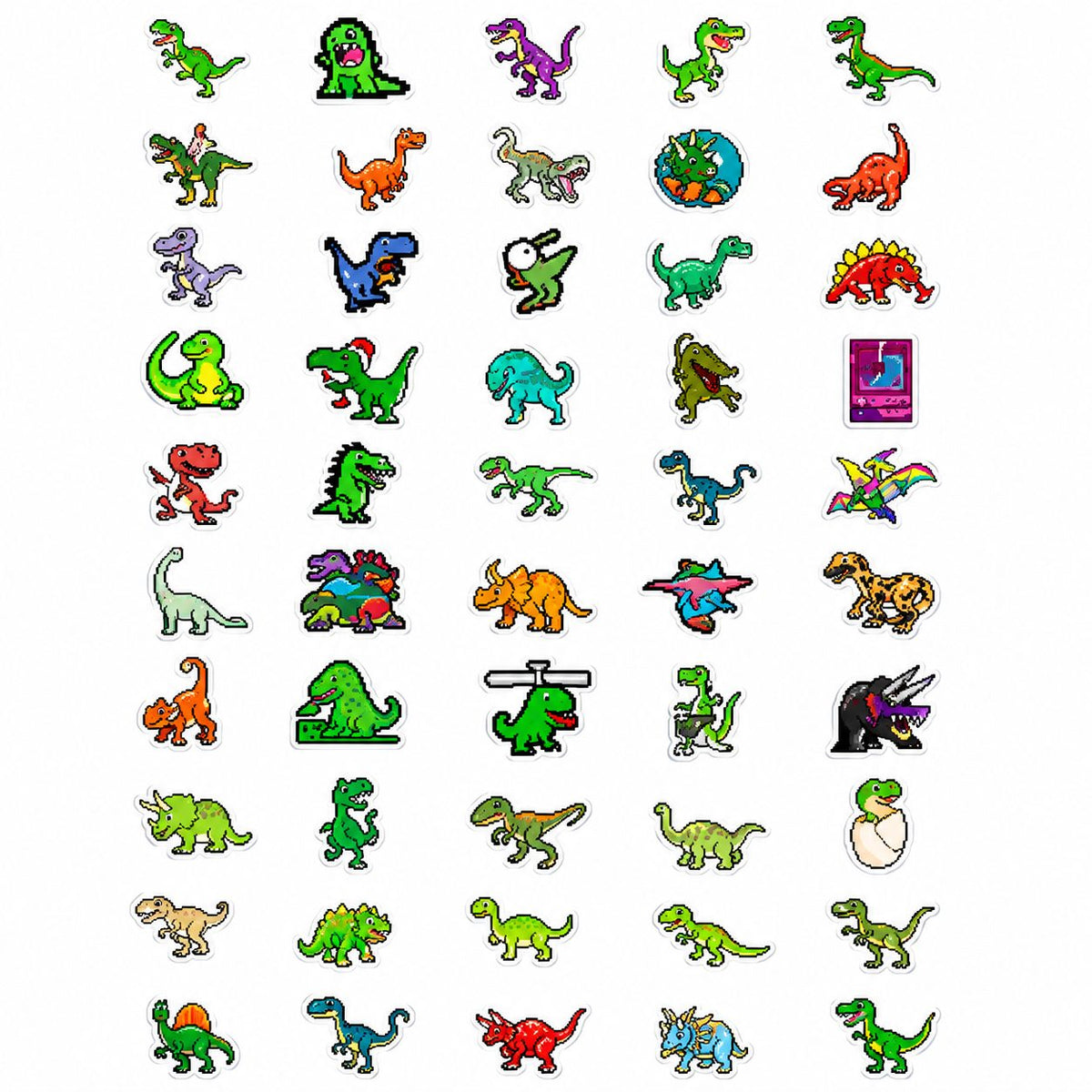 Stickere Decorative Dinozauri Cartoon, Impermeabile, PVC Autoadeziv, Rotunde, 50 Bucati, Multicolor, 5 x 6 cm