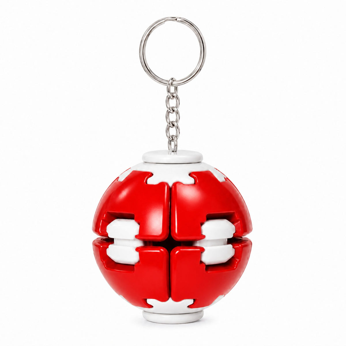 Minge Antistres Rotativa 3D, Sistem Push And Spin, Keychain Fidget Spinner, Plastic, 4.5x5 cm, Rosu