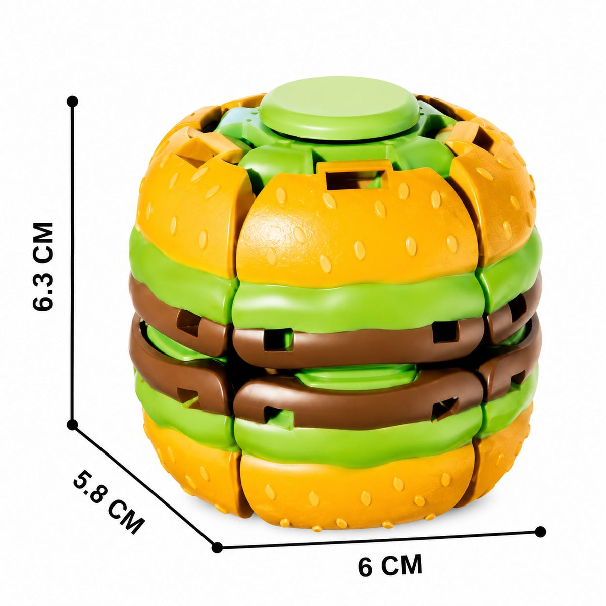 Jucarie Antistres Fidget Puzzle, Model Hamburger Rotativ, Plastic ABS, Multicolor