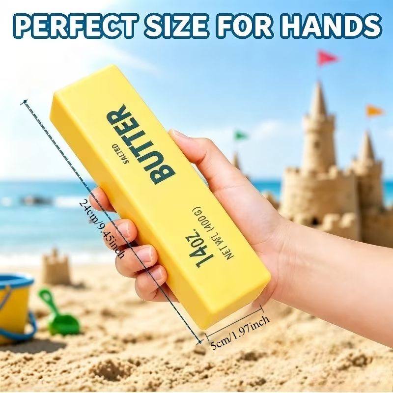 Jucarie Antistres Squishy, Model Butter Block Tip Needoh, Revenire Lenta, Spuma Moale, 400 g, 24 x 5 cm, Galben