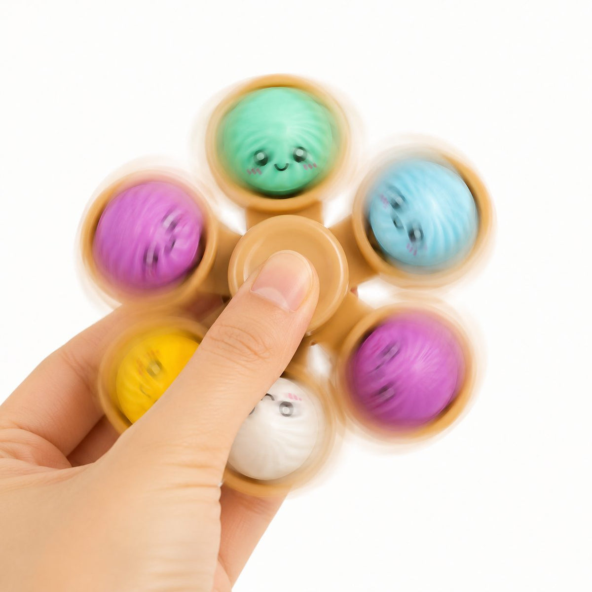 Fidget Spinner Antistres, Bile Senzoriale Baozi Kawaii, Plastic Si Cauciuc, 5 Elemente, Multicolor