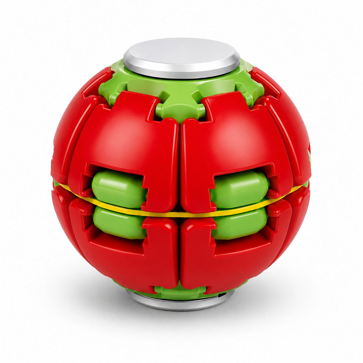 Jucarie Antistres Rotativa, Minge Push and Spin cu Structura 3D Interactiva, Plastic ABS, 6.3 cm, Rosu
