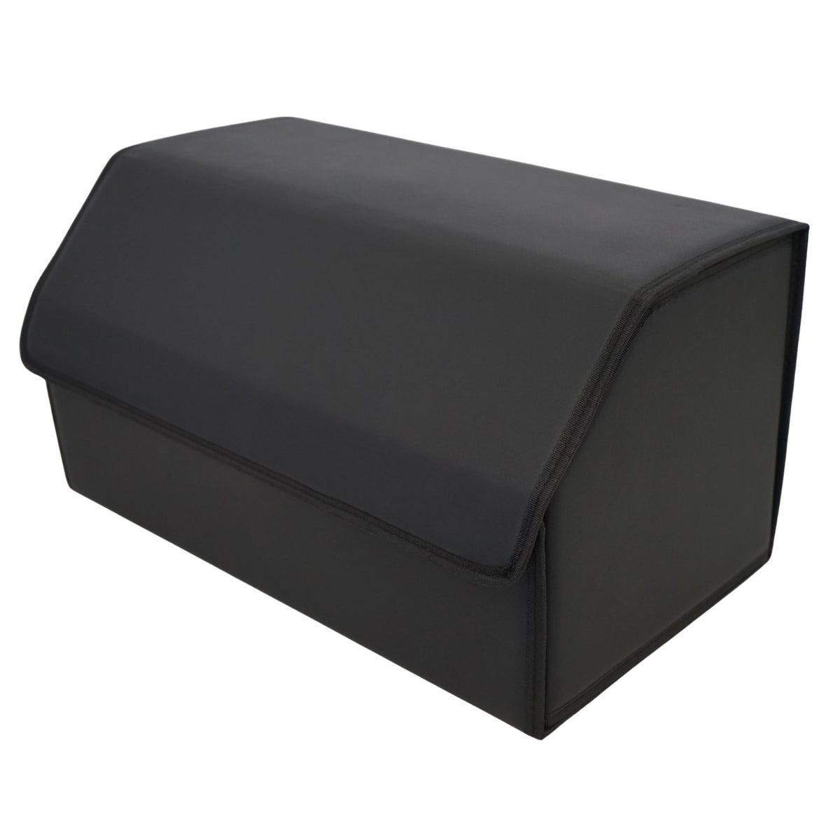 Organizator Portbagaj Auto Premium, Geanta Depozitare cu Capac, Pliabil si Impermeabil, Piele Ecologica PU, 2 Compartimente, Negru, 55 x 30 x 30 cm