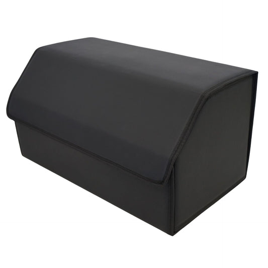 Organizator Portbagaj Auto Premium, Geanta Depozitare cu Capac, Pliabil si Impermeabil, Piele Ecologica PU, 2 Compartimente, Negru, 55 x 30 x 30 cm