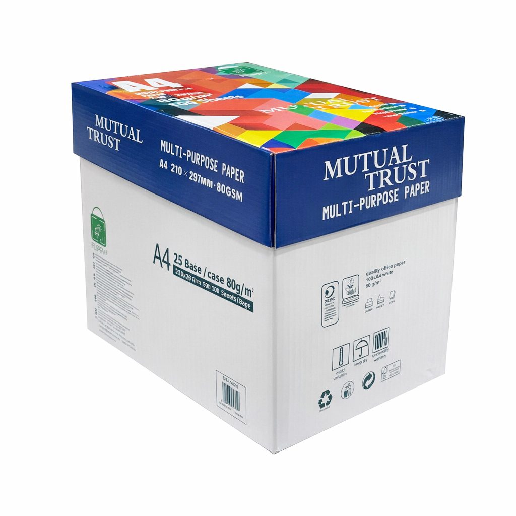Hartie Copiator A4 Mutual Trust Cardboard, Hartie Multifunctionala pentru Imprimanta Laser si Inkjet, 80 g/mp, 2500 Coli, 25 Topuri x 100 Coli, Alb