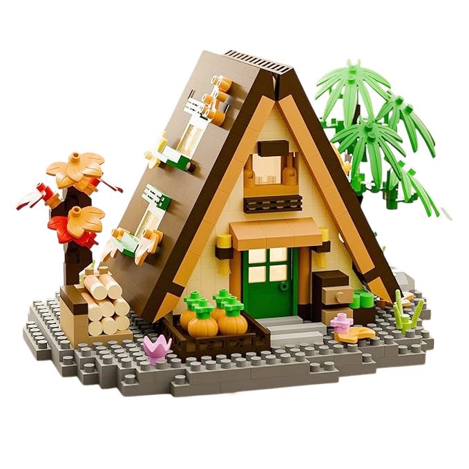 Set de Constructie Forest Log Cabin, Model Casuta din Gradina cu Legume, Jucarie Educativa din ABS, 721 Piese, Multicolor, 12.6x9.4x8 cm