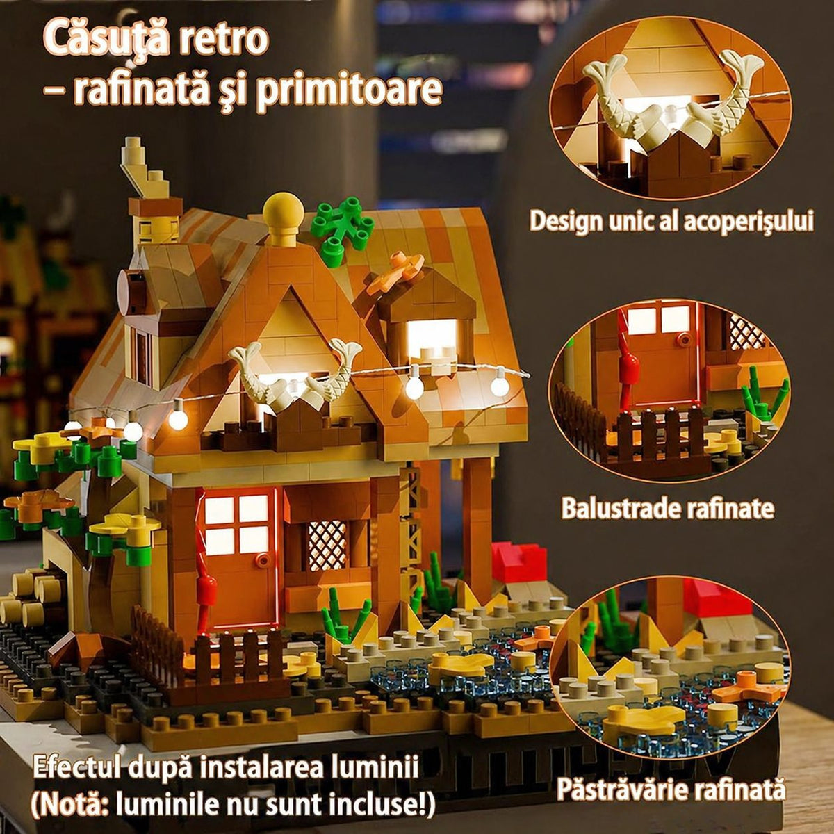 Set Constructie Forest Log Cabin, Model Casuta Calduroasa Arhitecturala, Plastic ABS, 860 Piese, 11.5x10.2x10 cm, Multicolor