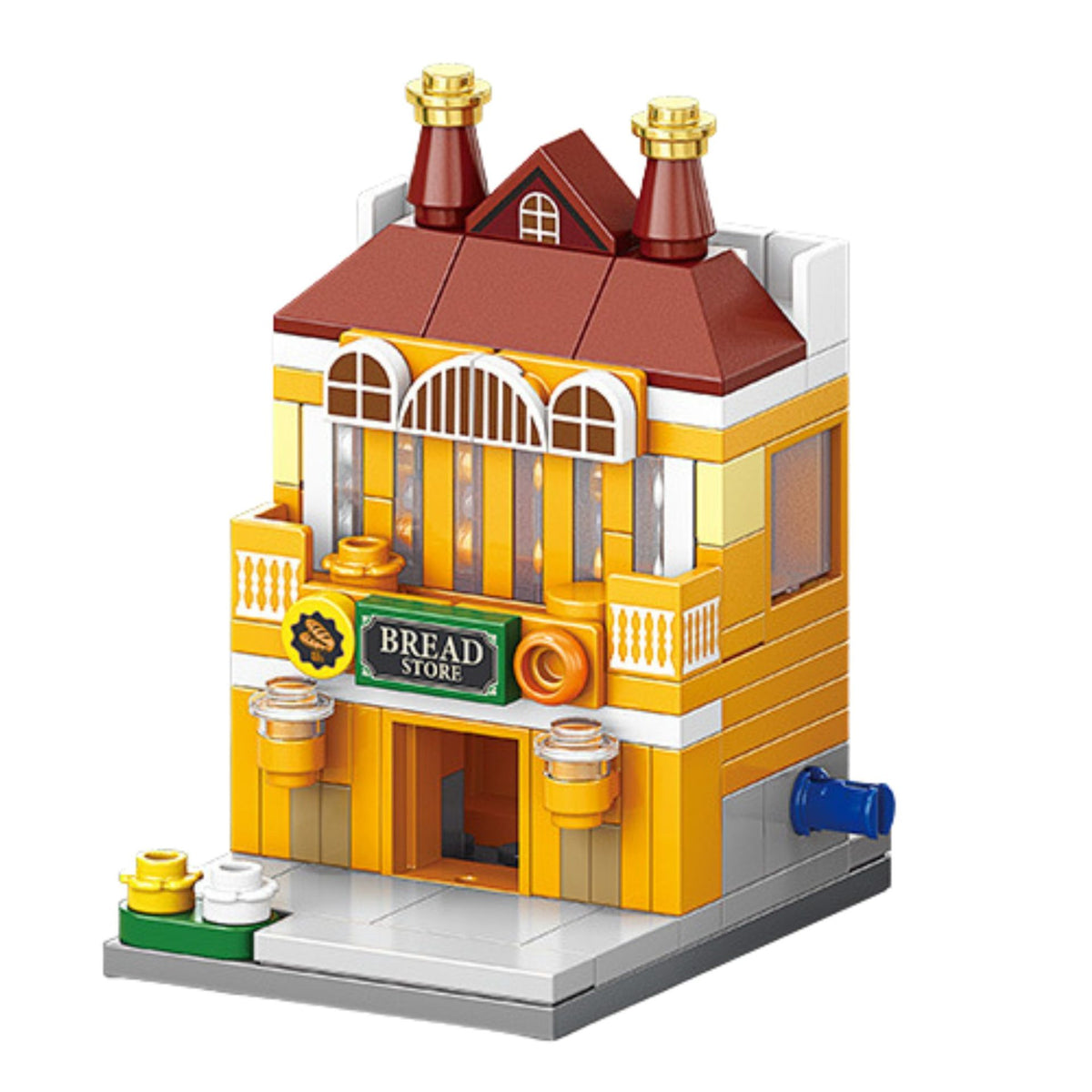Set de Constructie Jucarie Educativa STEM, Model 3D Strada Comerciala Europeana, 125 Piese, Plastic Durabil, Varsta +6 Ani, 6.4 x 5.6 x 7.8 cm, Galben/Maro