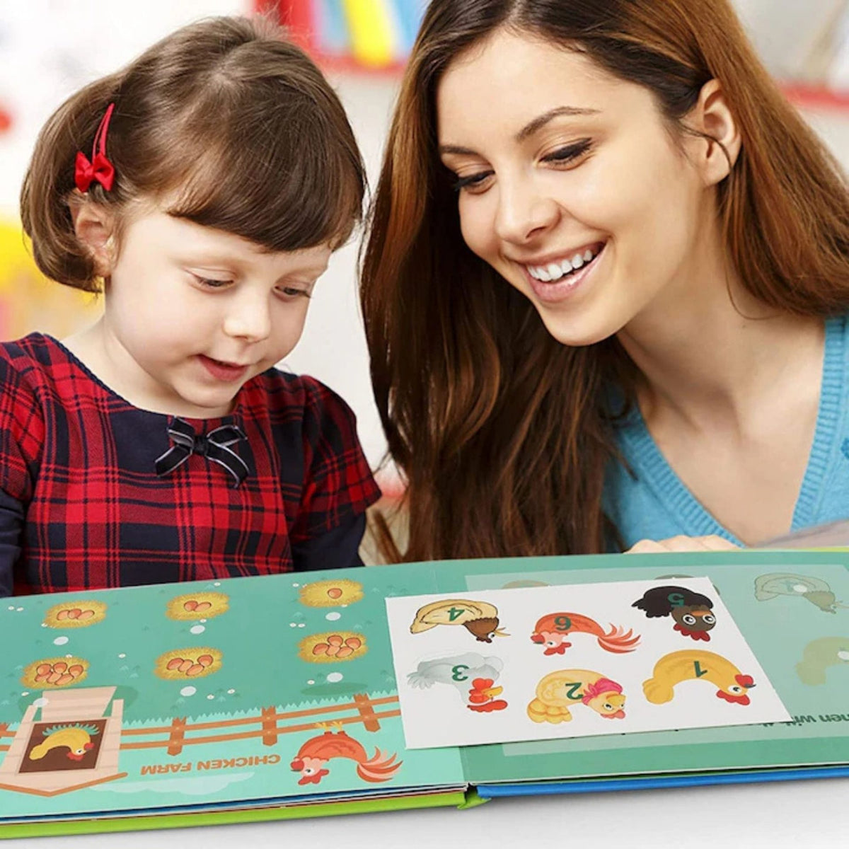 Carte Educativa Busy Book, Joc Montessori cu Stickere Reutilizabile Velcro, Invatare Numere si Logica, Carton Plastificat, 10 Pagini, Multicolor, +3 Ani