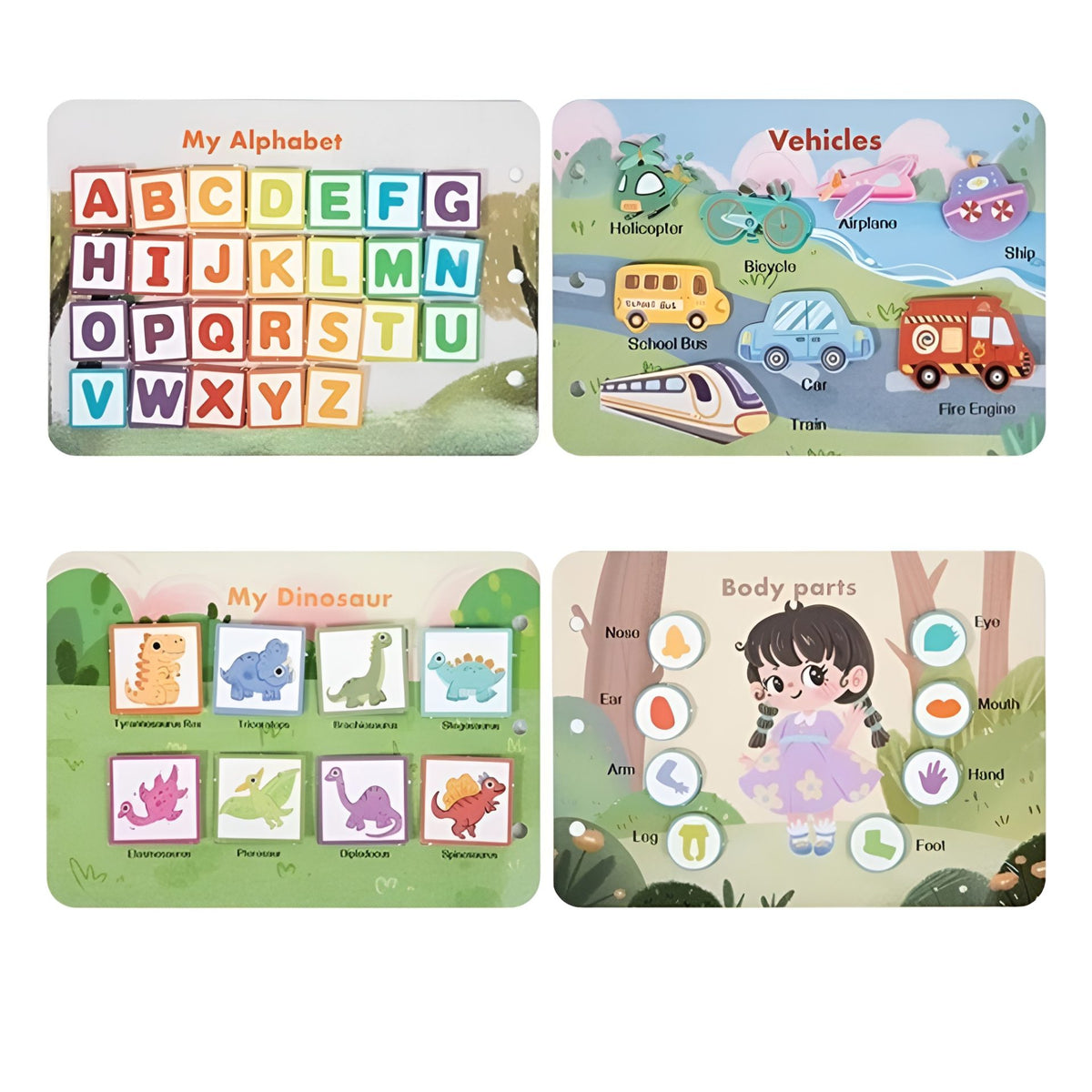 Carte Educationala Montessori Busy Book, Mapa Senzoriala pentru Motricitate Fina, Fetru, 12 Teme de Invatare, 3 Ani+, Multicolor