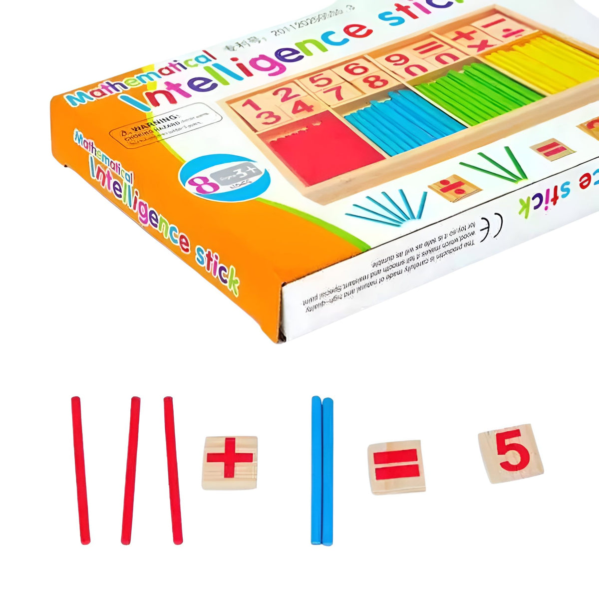 Joc Educativ Montessori, Set Matematic din Lemn cu Betisoare si Cifre pentru Invatare Operatii Aritmetice si Logica, Cutie Organizator, 74 Piese, 3 Ani+, Multicolor