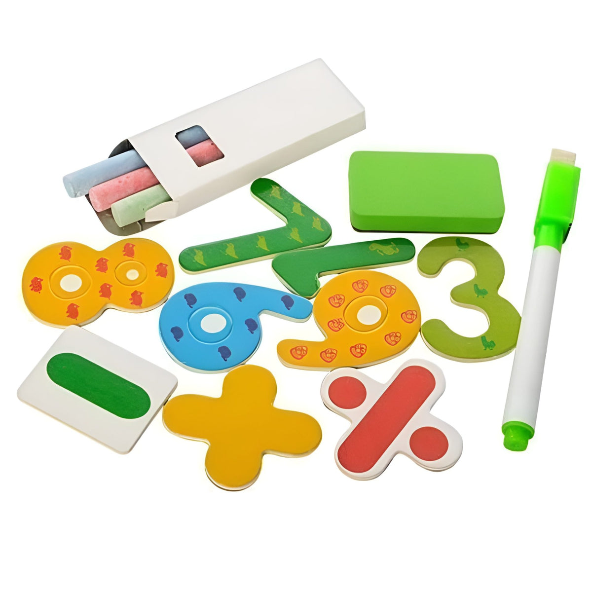 Tabla Educationala Magnetica 2 in 1, Pliabila cu Abac si Doua Fete pentru Creta si Marker, din Lemn Natural, include Litere si Cifre Magnetice, 3 ani+, Verde