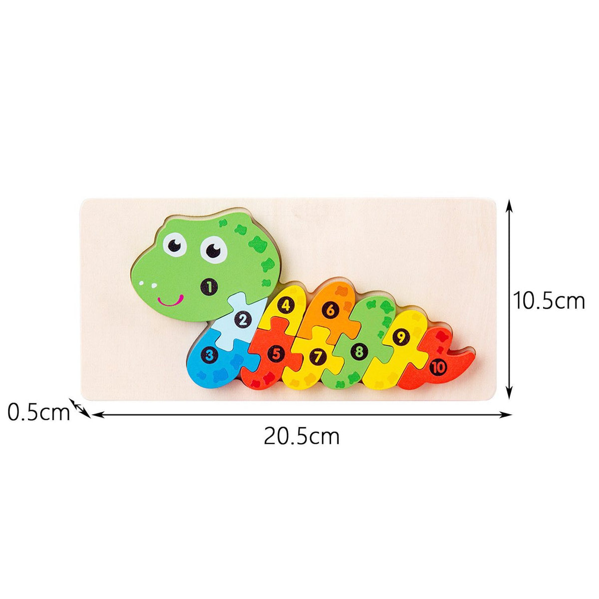Puzzle din Lemn 3D Montessori, Jucarie Educativa si Senzoriala, Dezvoltare Motricitate Fina, Vopsea Ecologica, 11 Piese, Model Sarpe, Multicolor, 0-3 Ani