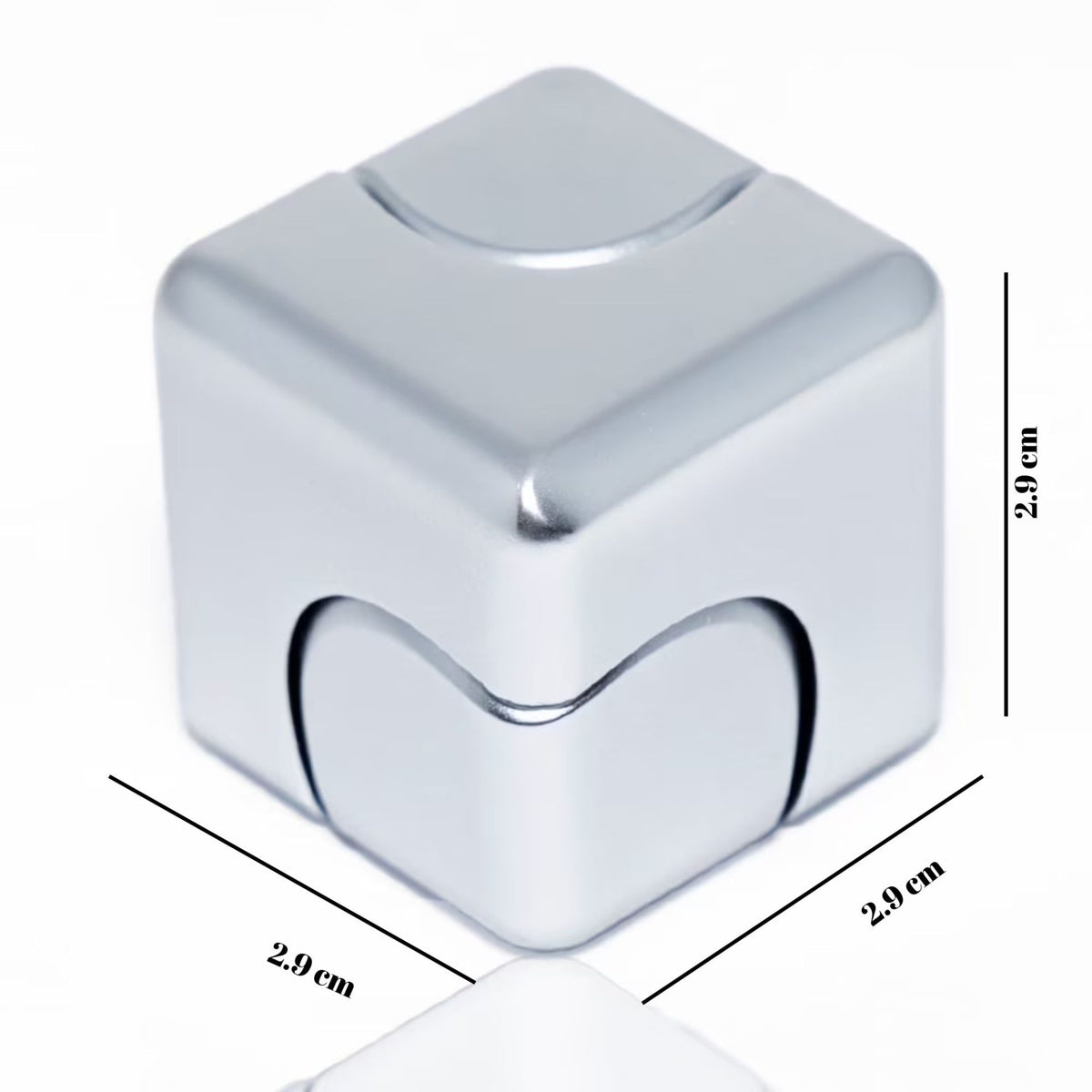 Jucarie Antistres Fidget Spinner, Cub Transformabil 2-in-1 Magnetic, Aliaj De Zinc, Gri Deschis, 2.9 x 2.9 cm