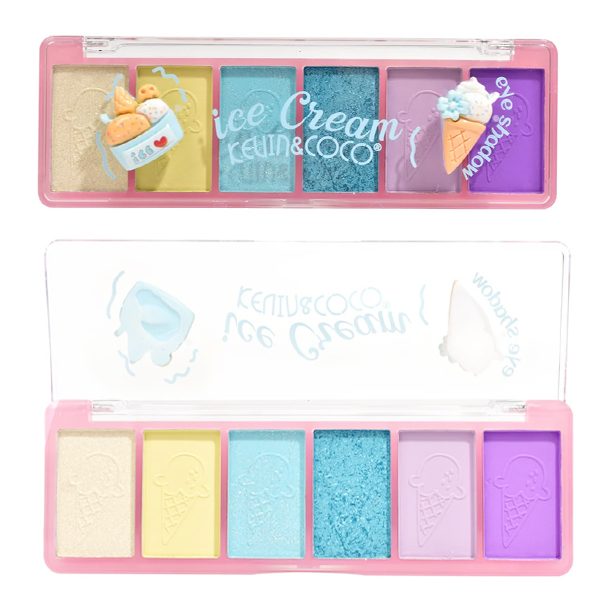 Kevin&Coco Paleta Farduri de Pleoape Ice Cream, Machiaj Profesional cu 6 Nuante Mate si Sidefate, Textura Pudra Compacta Hipoalergenica, 13.5x4.4x2 cm, Multicolor, 25 g