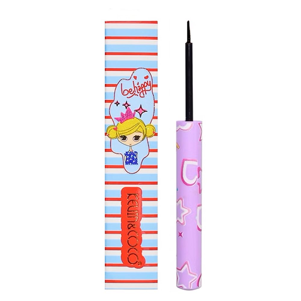 Kevin&Coco Tus de Ochi Lichid, Eyeliner cu Pensula Precisa, Formula Hipoalergenica Rezistenta, Aspect Mat, 1.5 ml, Nuanta 1, Negru