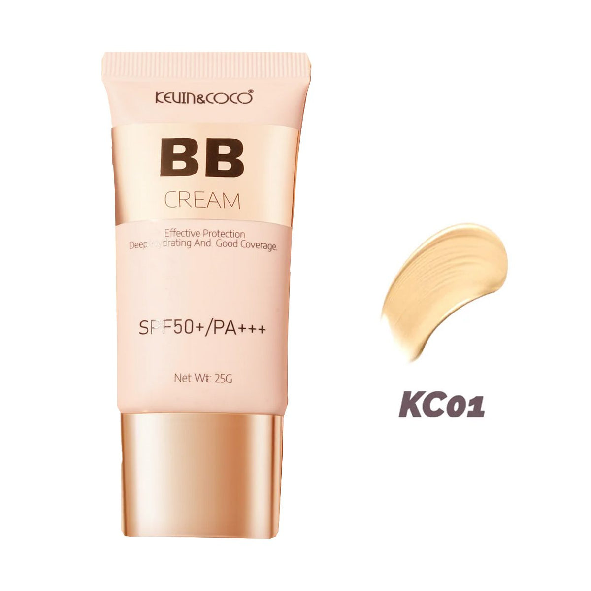 Kevin&Coco Crema BB Radiance-Enhancing, Protectie Solara SPF 50+ PA+++, Acid Hialuronic si Vitamina E, Textura Crema, 25 g, Nuanta KC01 Light Beige