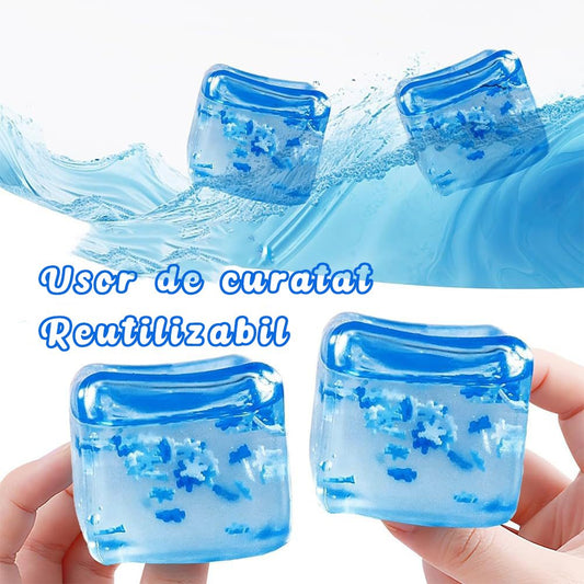 Cub Fidget Antistres, Model 3D Cub de Gheata cu Fulgi, Jucarie Senzoriala cu Revenire Lenta, Termoplastic, 5x5x5 cm, Albastru