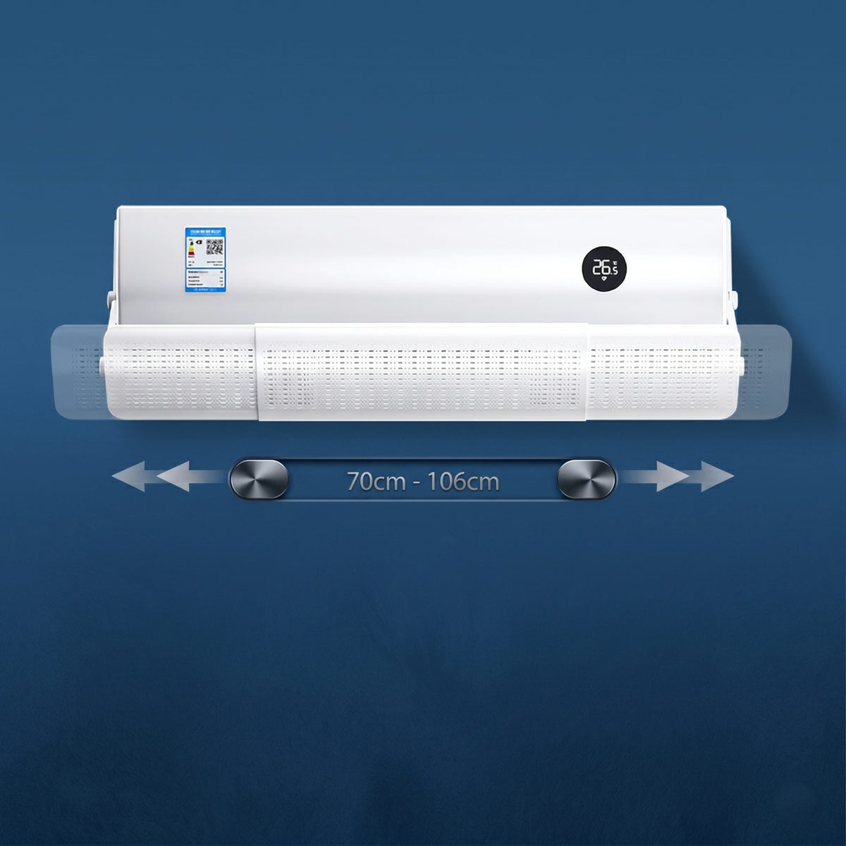 Deflector Aer Conditionat Universal, Protectie Flux Aer Rece, Ajustabil 180 Grade, Plastic, 106 x 18 cm, Alb