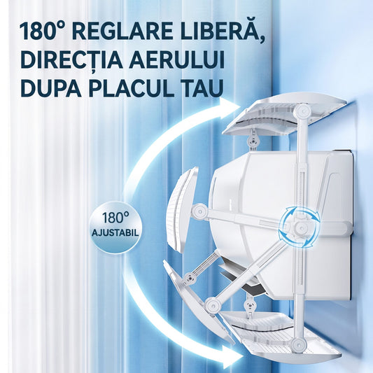 Deflector Aer Conditionat Universal, Protectie Curent Aer Rece si Cald, Ajustabil 180 Grade, Plastic, 106 x 18 cm, Alb