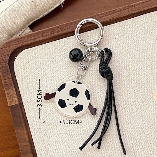 Breloc Chei Minge De Fotbal, Pandantiv Tematic Cupa Mondiala Pentru Rucsac Si Geanta, Material Acril Rezistent, Alb/Negru