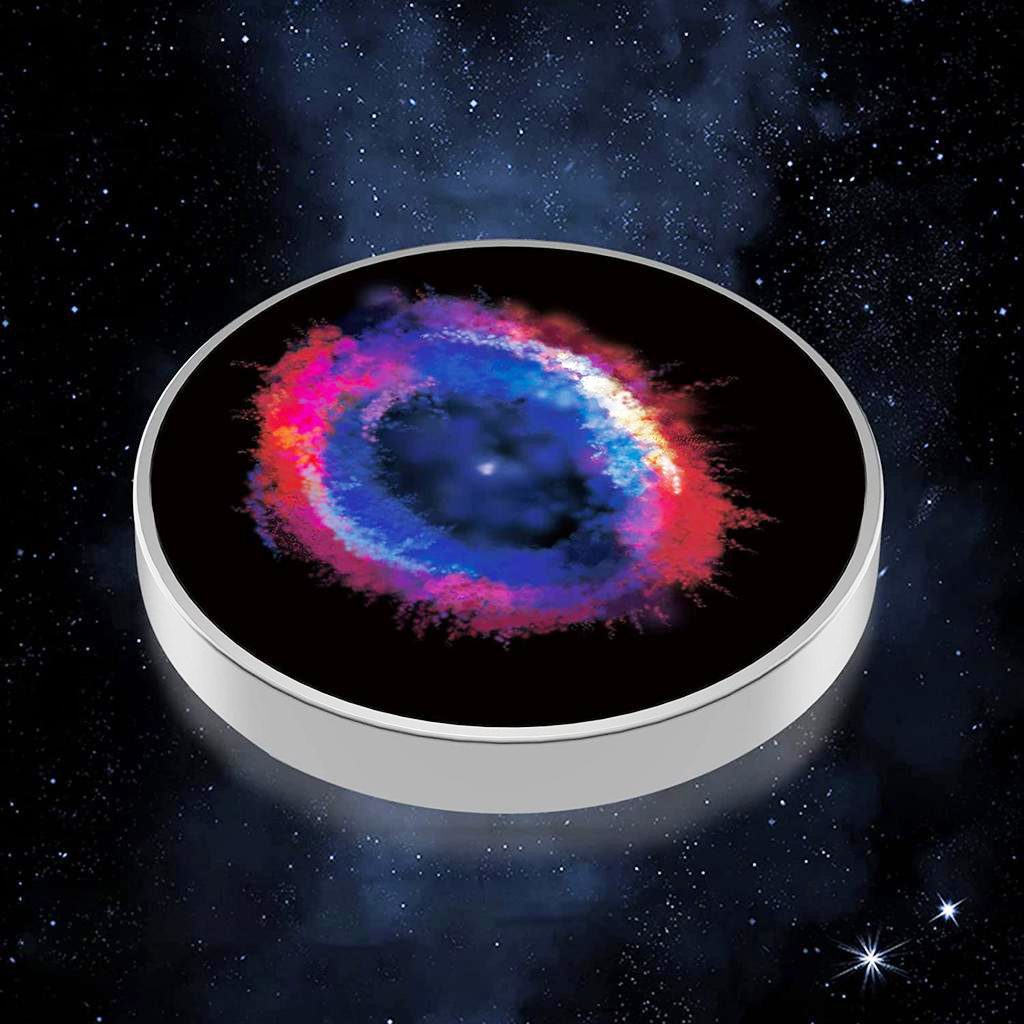 Spinner Giroscopic Metalic, Jucarie Anti-stres cu Efect Optic, Otel Inoxidabil, Model Galaxy in Eridanus, Argintiu, 3.8 x 0.6 cm
