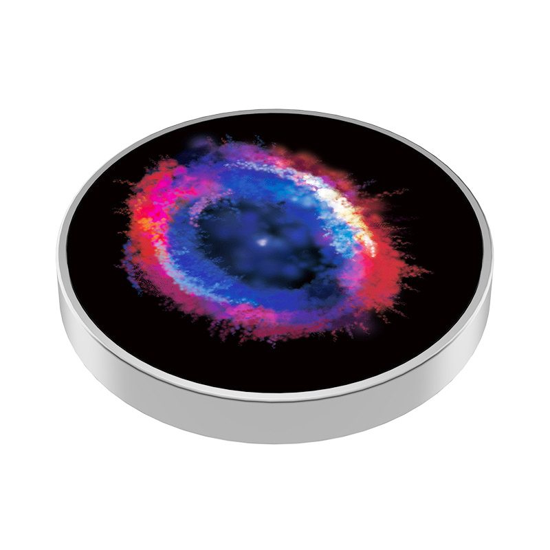 Spinner Giroscopic Metalic, Jucarie Anti-stres cu Efect Optic, Otel Inoxidabil, Model Galaxy in Eridanus, Argintiu, 3.8 x 0.6 cm