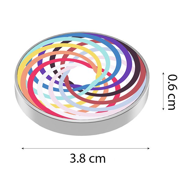 Spinner Giroscopic Metalic, Jucarie Rotativa Anti-stres cu Efect Optic de Spirala Hipnotica, Otel Inoxidabil, 3.8 x 0.6 cm, Multicolor