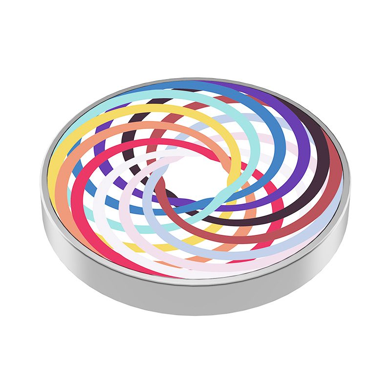 Spinner Giroscopic Metalic, Jucarie Rotativa Anti-stres cu Efect Optic de Spirala Hipnotica, Otel Inoxidabil, 3.8 x 0.6 cm, Multicolor