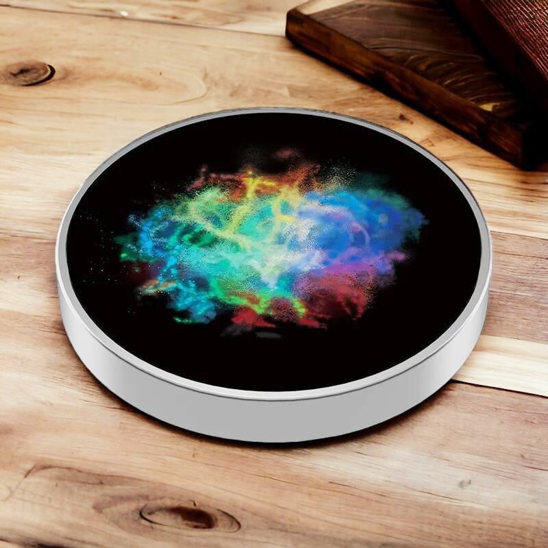 Spinner Giroscopic Metalic Coddington's Nebula, Jucarie Rotativa Anti-stres cu Efect Optic Galaxie, Otel Inoxidabil, Argintiu, 3.8 x 0.6 cm