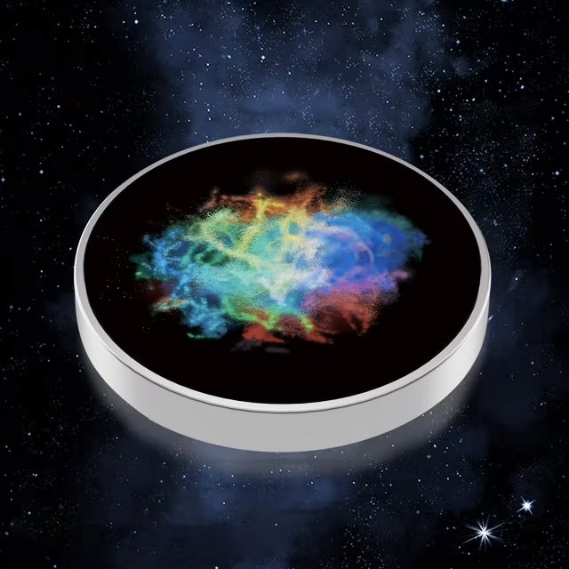 Spinner Giroscopic Metalic Coddington's Nebula, Jucarie Rotativa Anti-stres cu Efect Optic Galaxie, Otel Inoxidabil, Argintiu, 3.8 x 0.6 cm