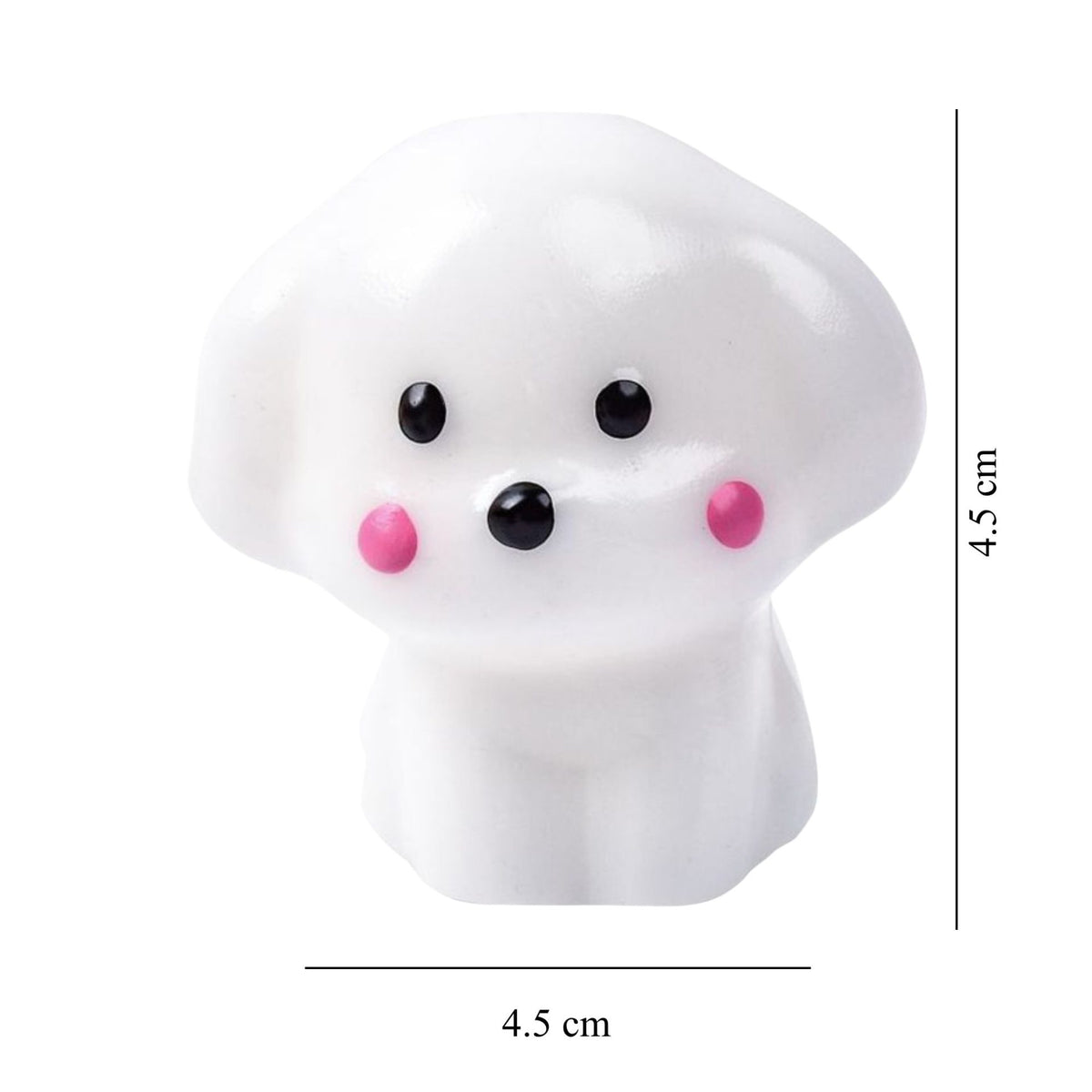 Jucarie Interactiva Antistres Squishy Catelus Kawaii, Silicon Moale TPR cu Revenire Lenta, Textura Soft-Touch, 4.5 x 4.5 cm, Alb/Roz
