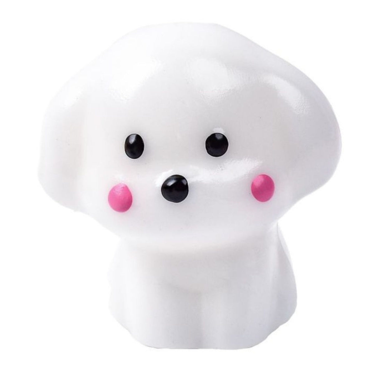 Jucarie Interactiva Antistres Squishy Catelus Kawaii, Silicon Moale TPR cu Revenire Lenta, Textura Soft-Touch, 4.5 x 4.5 cm, Alb/Roz