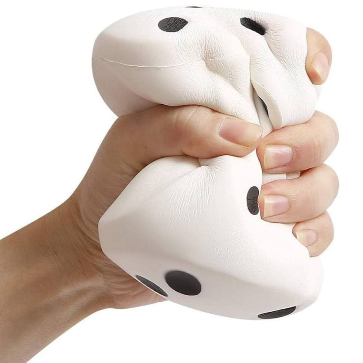 Jucarie Antistres Squishy Zar Gigant, Model Jumbo Slow Rising cu Revenire Lenta, Spuma Eco Premium Non-Toxica, Alb/Negru, 6.5 x 6.5 cm