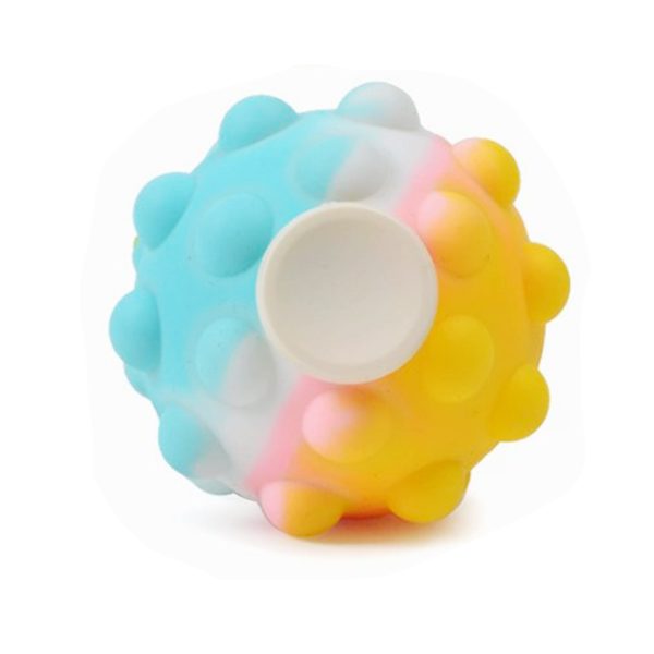 Minge Senzoriala Fidget Spinner Pop It 3D, Jucarie Rotativa Anti-stres, Silicon si Plastic, Multicolor, 6 cm, Model Galben