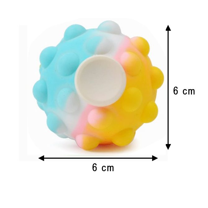 Minge Senzoriala Fidget Spinner Pop It 3D, Jucarie Rotativa Anti-stres, Silicon si Plastic, Multicolor, 6 cm, Model Galben