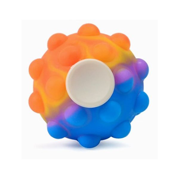 Fidget Spinner Pop It 3D, Minge Senzoriala Anti-stres, Jucarie Rotativa pentru Copii si Adulti, Plastic si Silicon, 6 cm, Multicolor cu Portocaliu