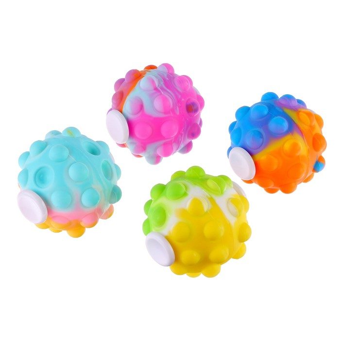 Fidget Spinner Pop It 3D, Minge Senzoriala Anti-stres, Jucarie Rotativa pentru Copii si Adulti, Plastic si Silicon, 6 cm, Multicolor cu Portocaliu
