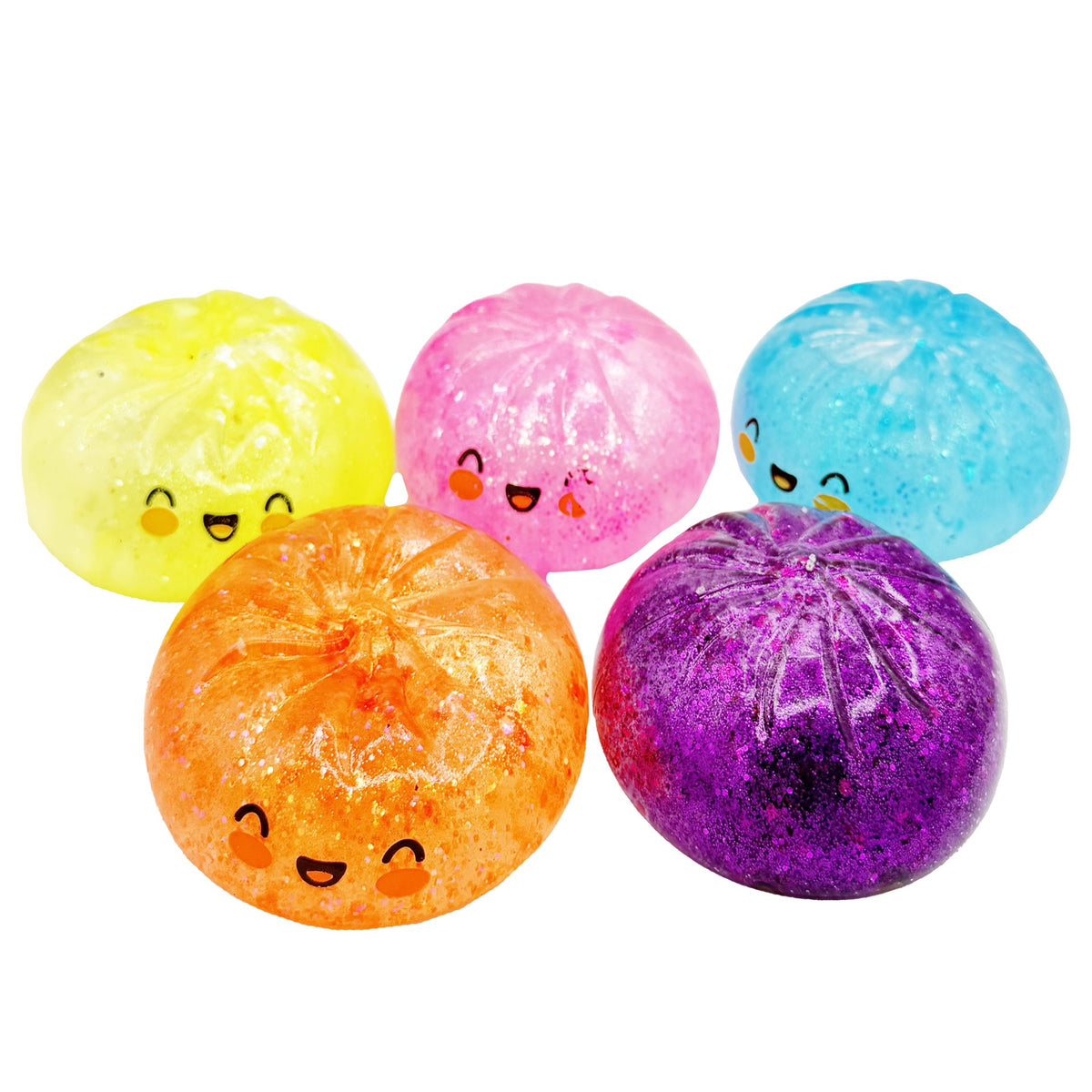 Jucarie Squishy Jumbo Antistres, Fata Zambitoare cu Sclipici, Termoplastic, 8.5 x 8.5 cm, Culoare Mix Surpriza
