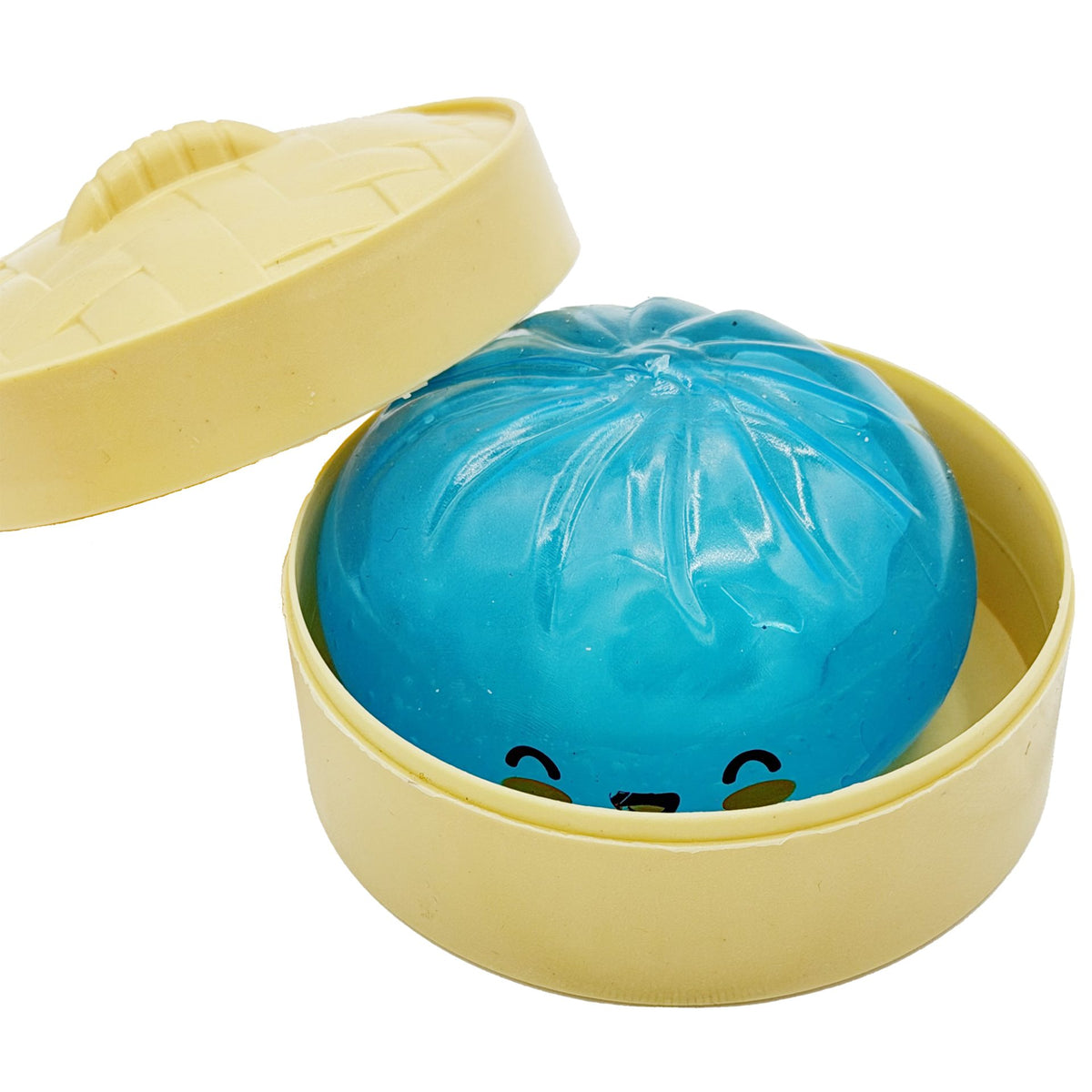 Jucarie Squishy Antistres, Model Dumpling Cu Fata Zambitoare Fosforescenta, Termoplastic, 8.5 x 8.5 cm, Culoare Mix Surpriza