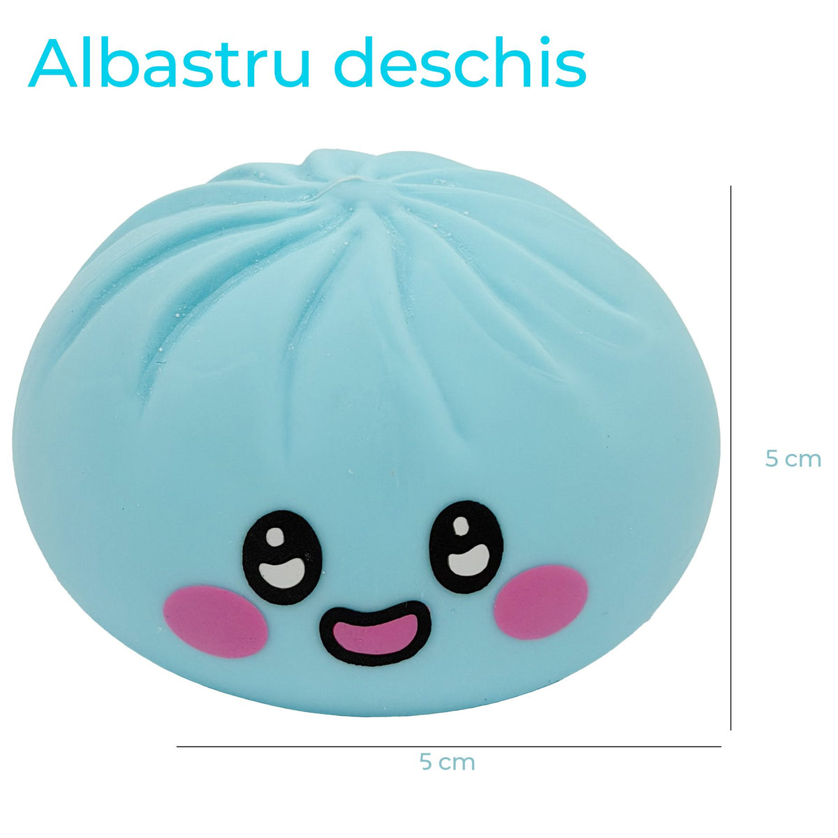 Jucarie Squishy Antistres, Model Dumpling cu Fata Zambitoare, Termoplastic, 5 x 5 cm, Culoare Mix Surpriza