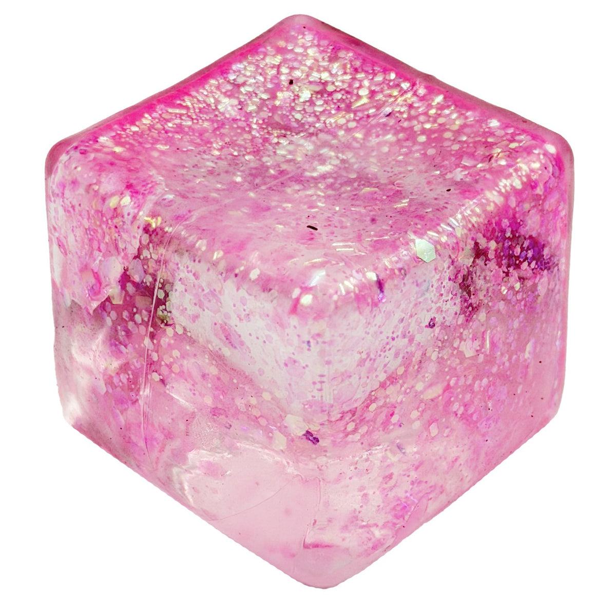 Jucarie Squishy Antistres, Model Ice Cube cu Sclipici, Termoplastic Elastic, 4.5x4.5 cm, Culoare Mix Surpriza