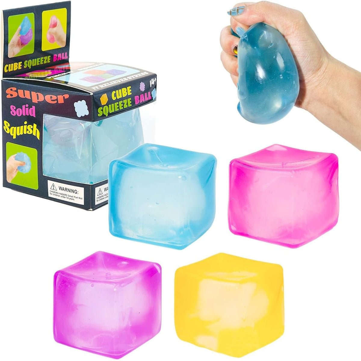 Jucarie Senzoriala Squishy Cub de Gheata, Jucarie Antistres cu Textura Densa Tip Maltoza, Material TPR Rezistent, 280 g, 5.5 x 5.5 x 5.5 cm, Culoare Aleatorie, 1 Bucata