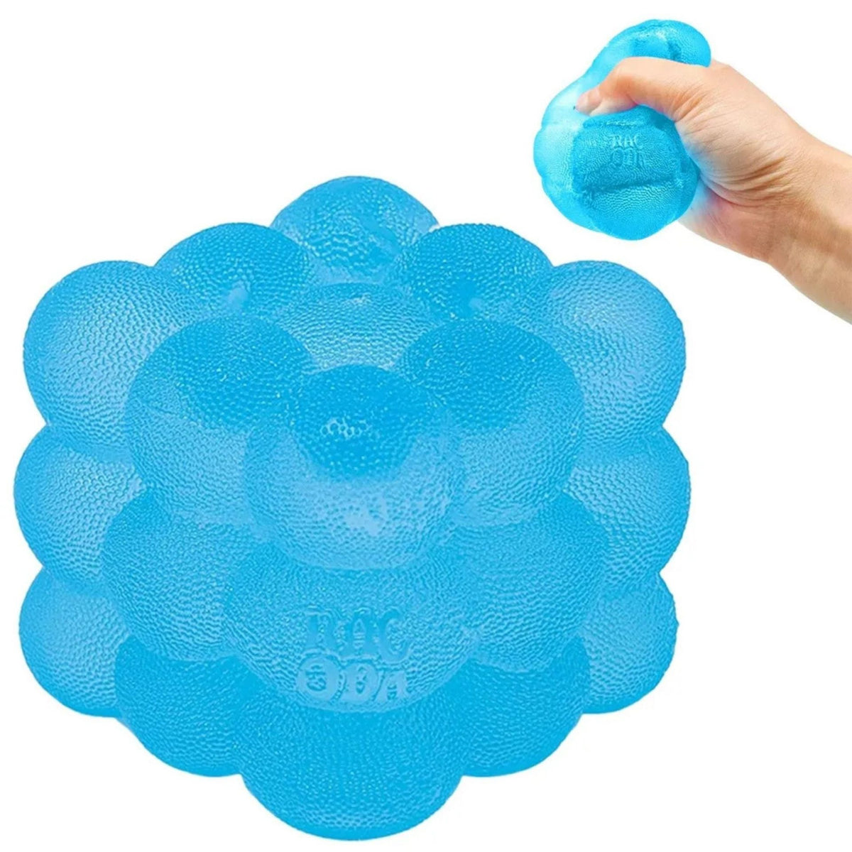Jucarie Squishy Antistres, Cub Fidget 3D cu Revenire Lenta, Model Sculptat cu Striatii, Spuma Densa, 5 cm, 180 g, Albastru