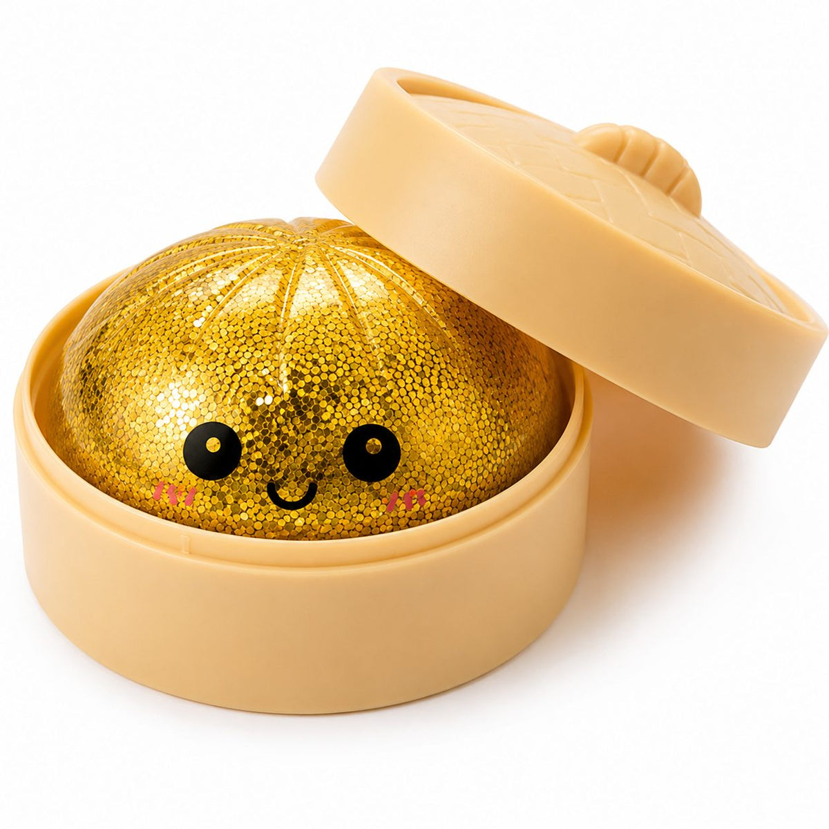 Jucarie Squishy Dumpling Antistres, Revenire Lenta cu Sclipici si Bile de Hidrogel, Termoplastic, 8.5 cm, Culoare Surpriza